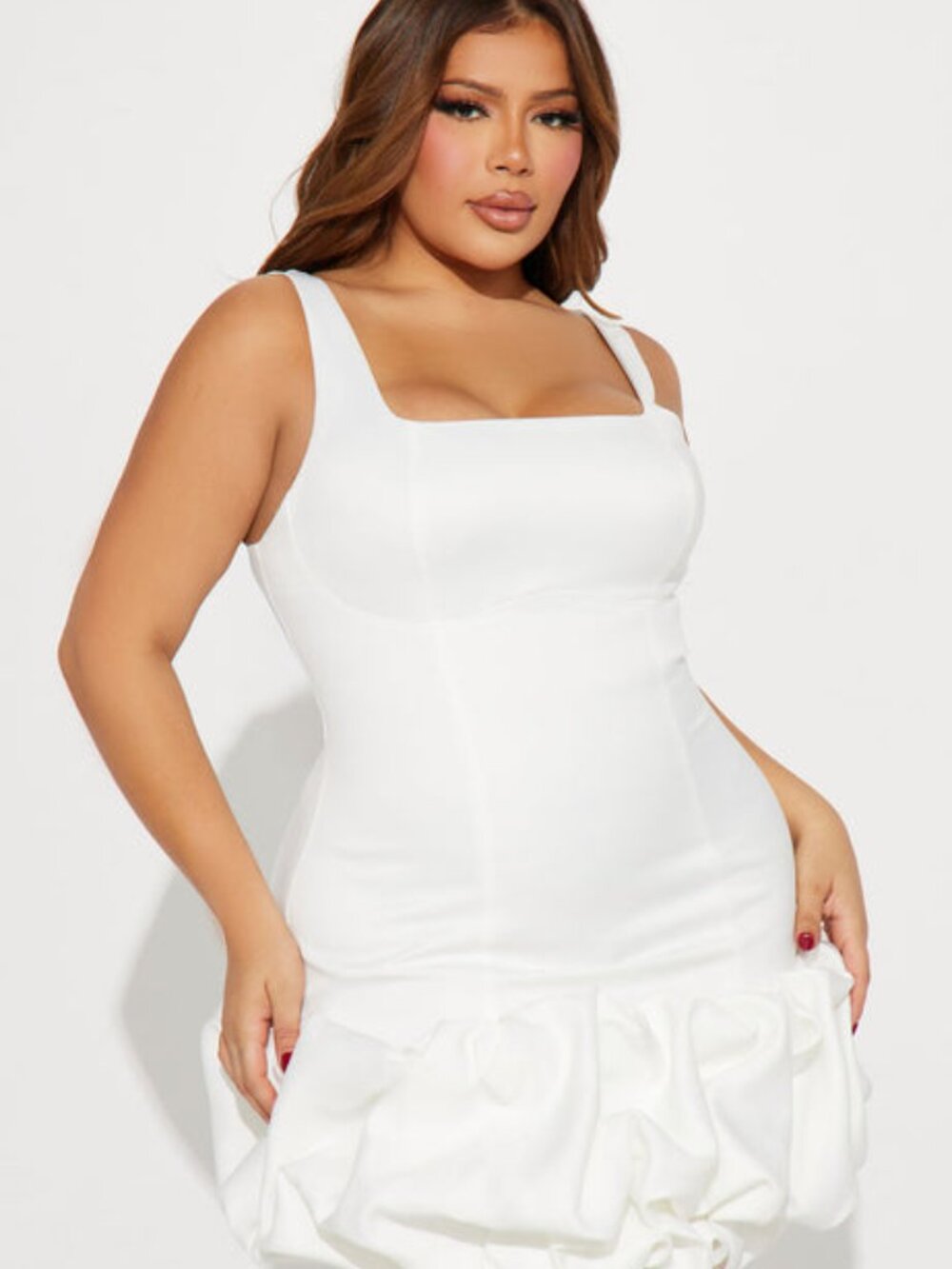Sienna Satin Mini Dress - White - 1XL - Picture 4 of 11